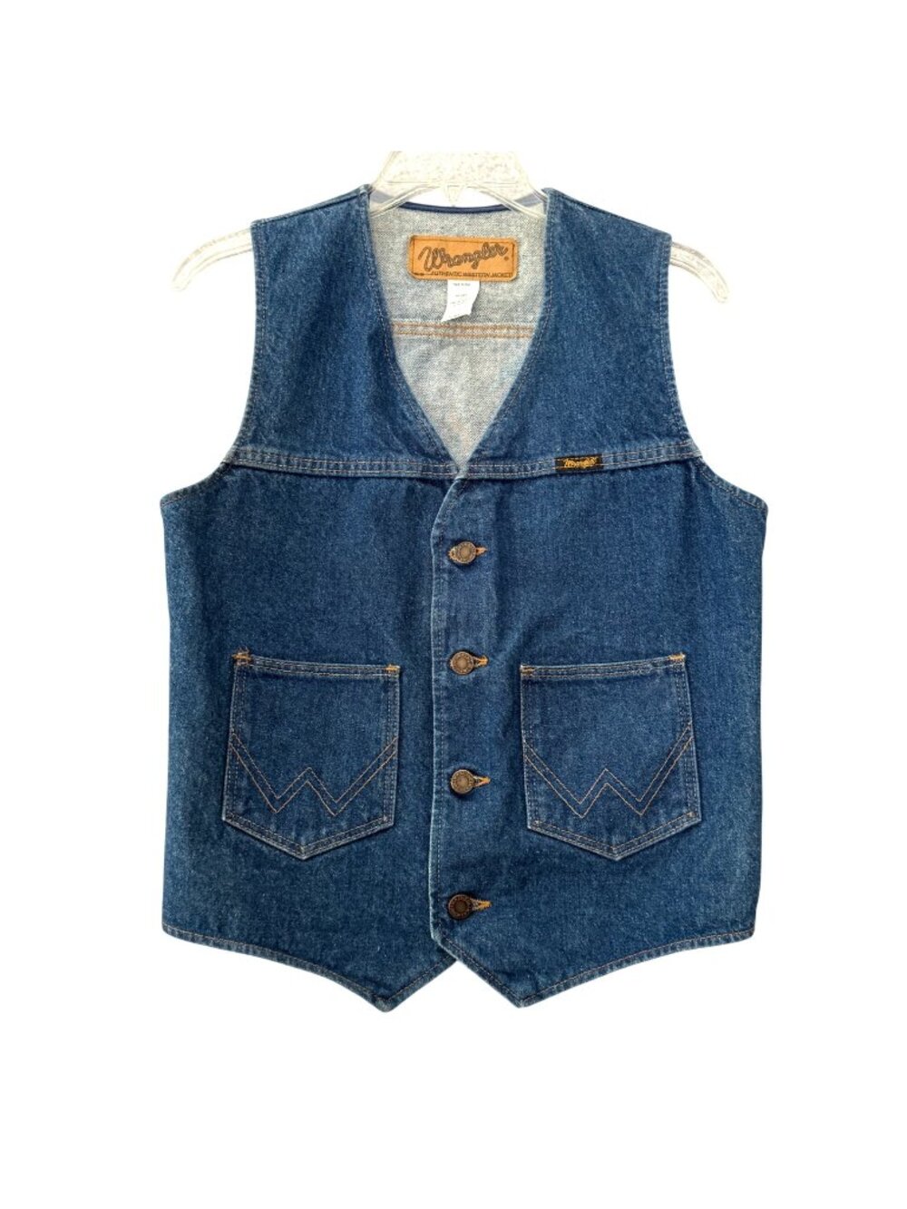 Vintage Wrangler Men's Cowboy Cut Vest Size M Heavy Denim 1987 Made in USA